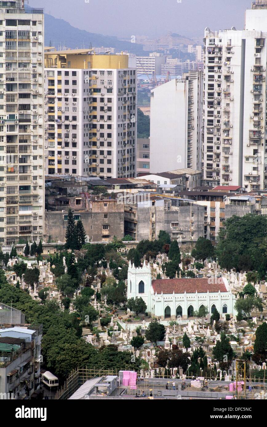 Saint Michael cemetery district and Saint Lazarus Church seen from Guia Hill, Macau, Special