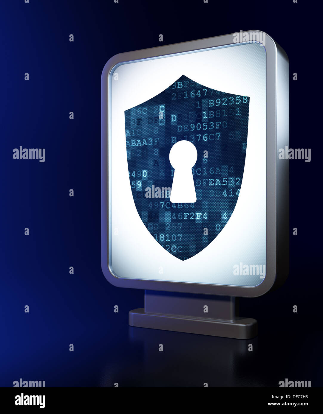 Security concept: Shield With Keyhole on billboard background Stock ...