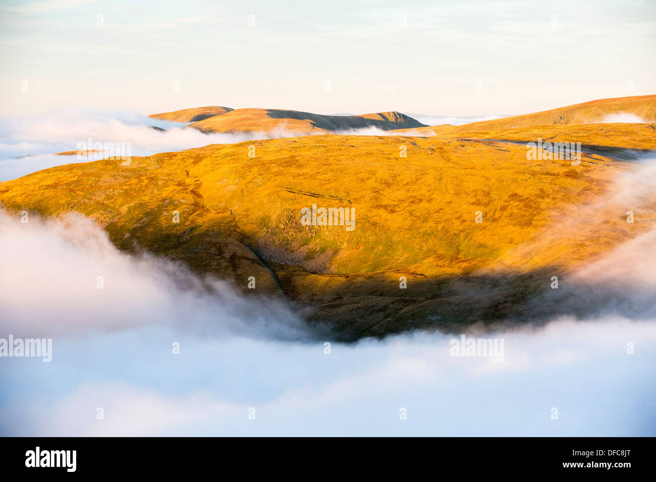 Looking towards High Street from Red Screes in the Lake District ...
