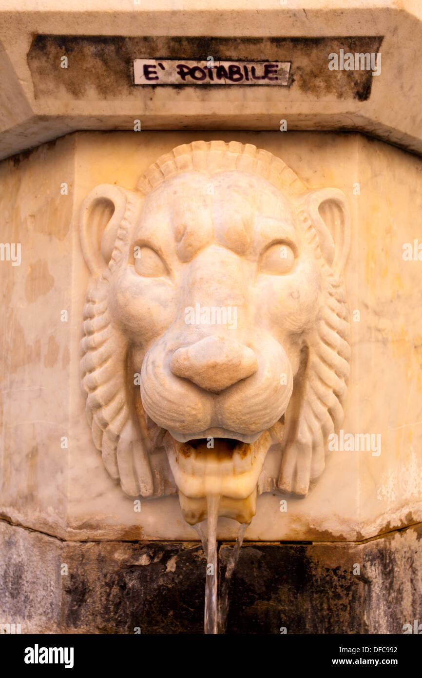 Drinking Fountain in a Square on Via Capellini in Porto Venere Liguria Italy Stock Photo