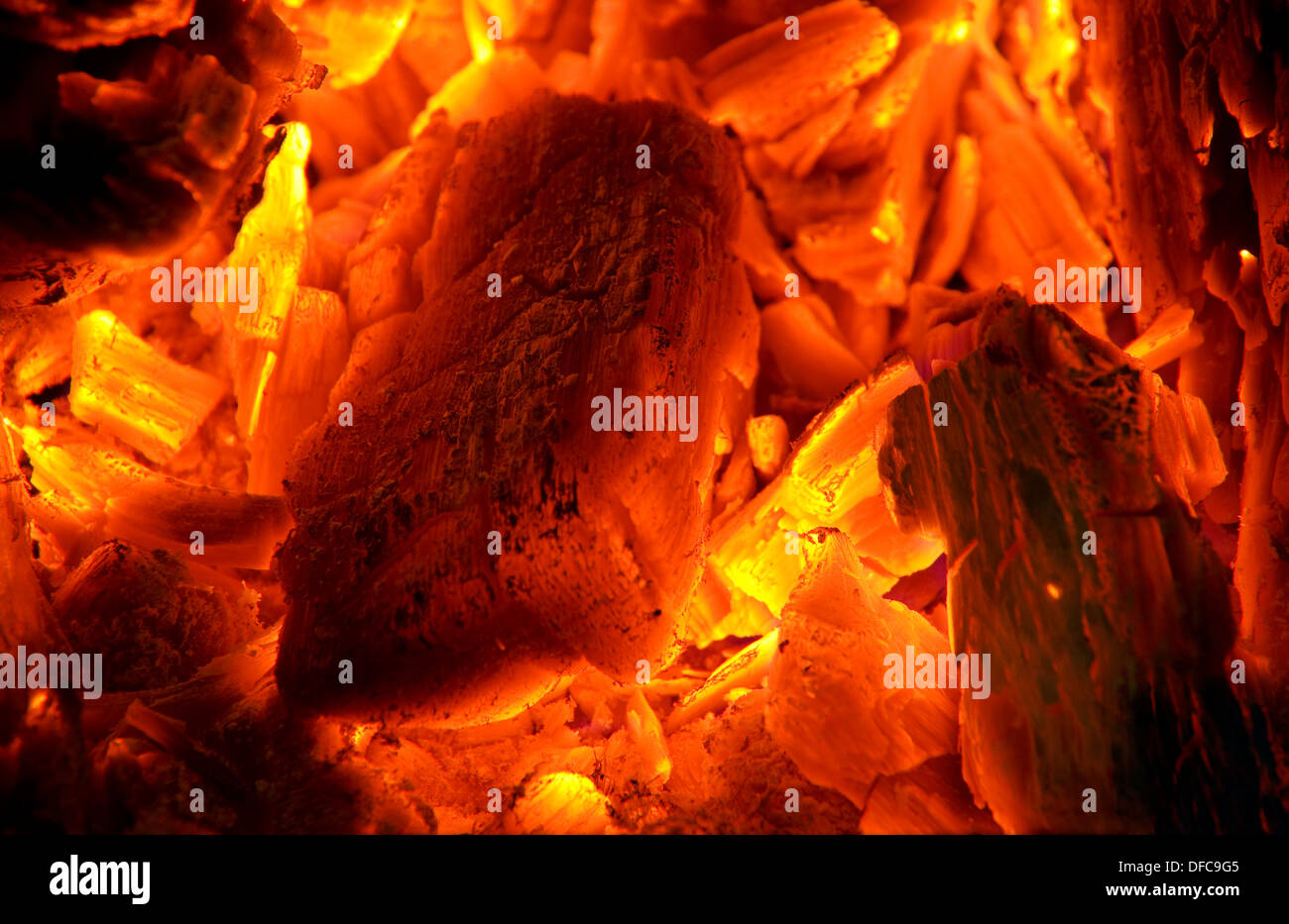 Blaze in open fire Stock Photo