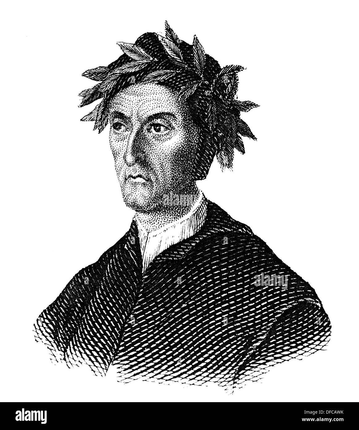 Portrait of Dante Alighieri, 1265 - 1321, an Italian poet and philosopher Stock Photo