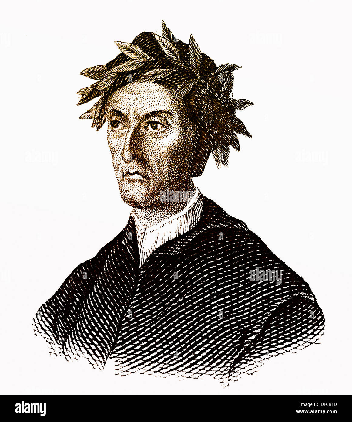 Portrait of Dante Alighieri, 1265 - 1321, an Italian poet and philosopher Stock Photo