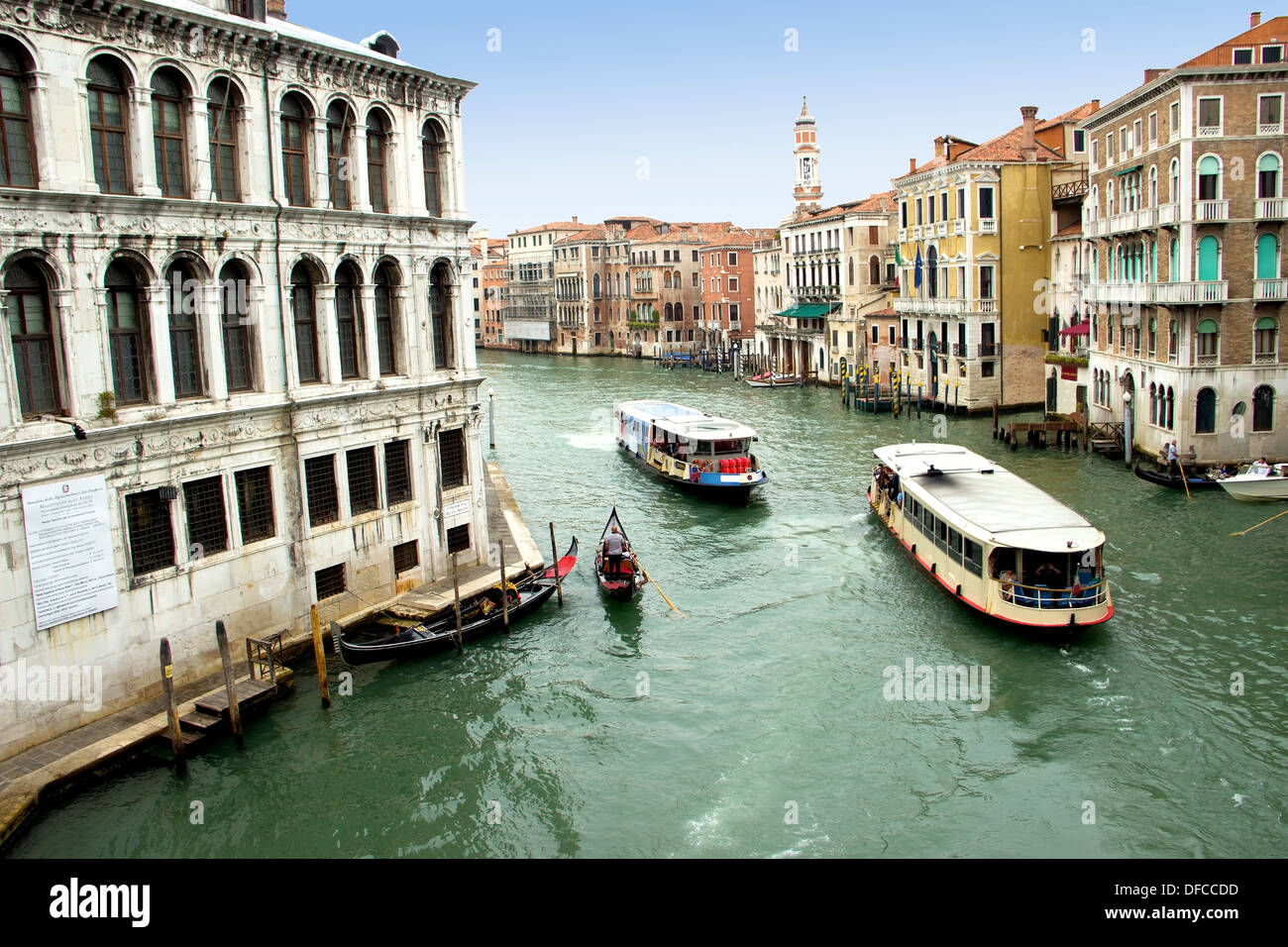 Grand Canal from Rialto Bridge in Venice, Italy Stock Photo