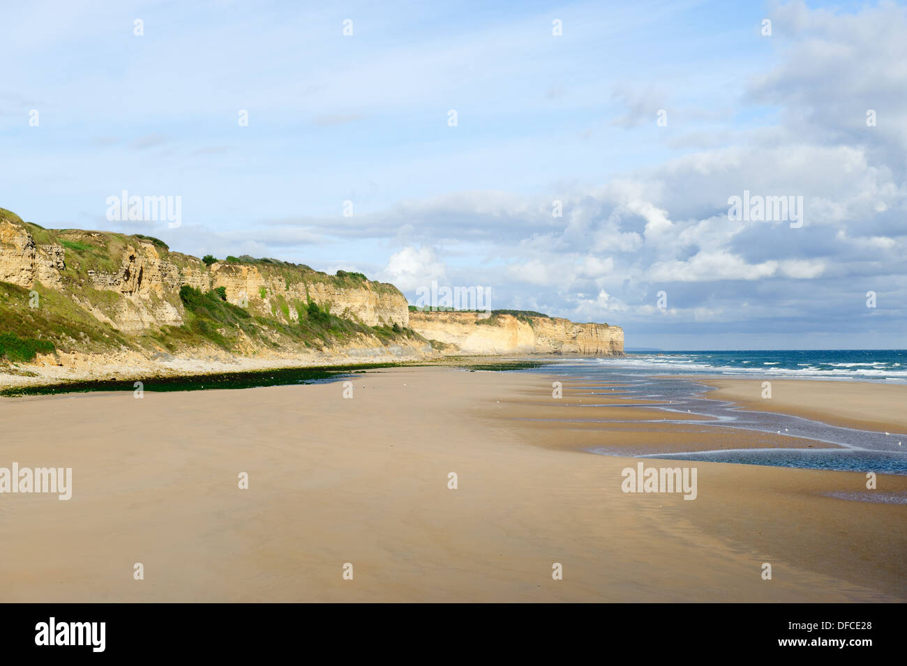 Omaha Beach on the coast of Normandy, France, Stock Photo
