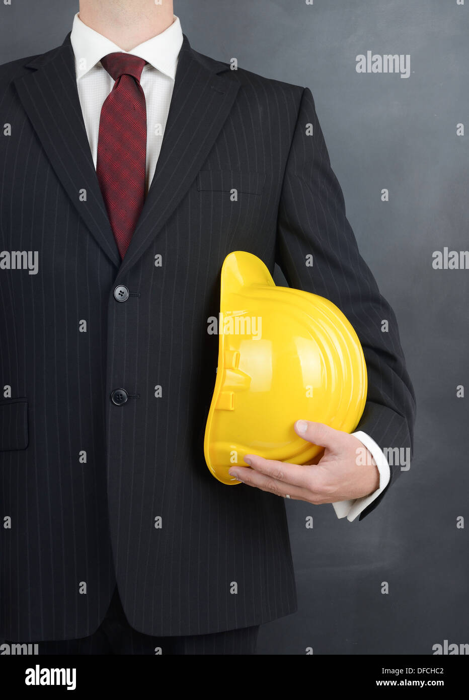 professional worker with safety helmet ready for work Stock Photo