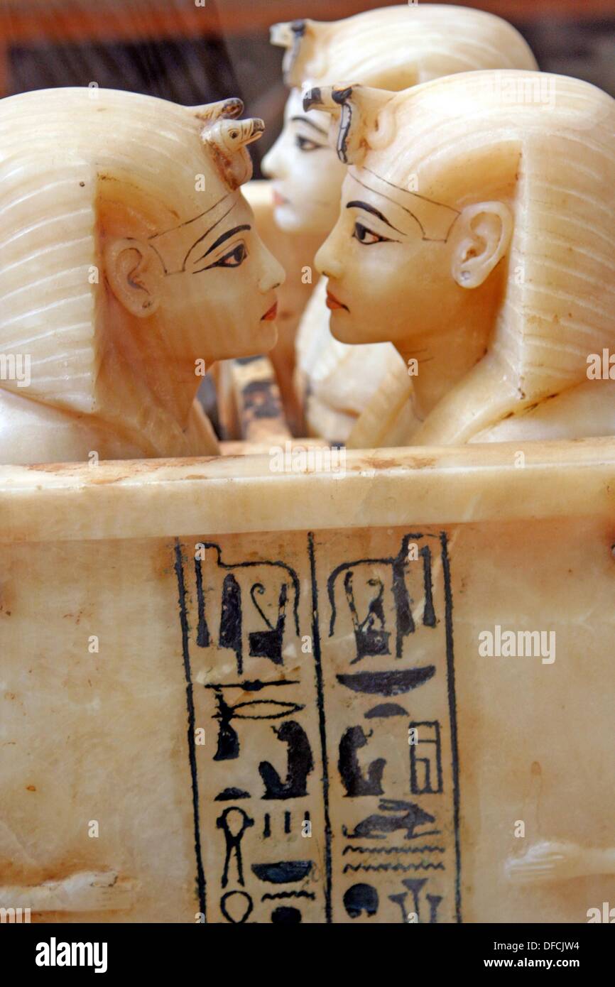 Alabaster canopic jars from Tutankhamun´s Tomb at Egyptian Museum Stock