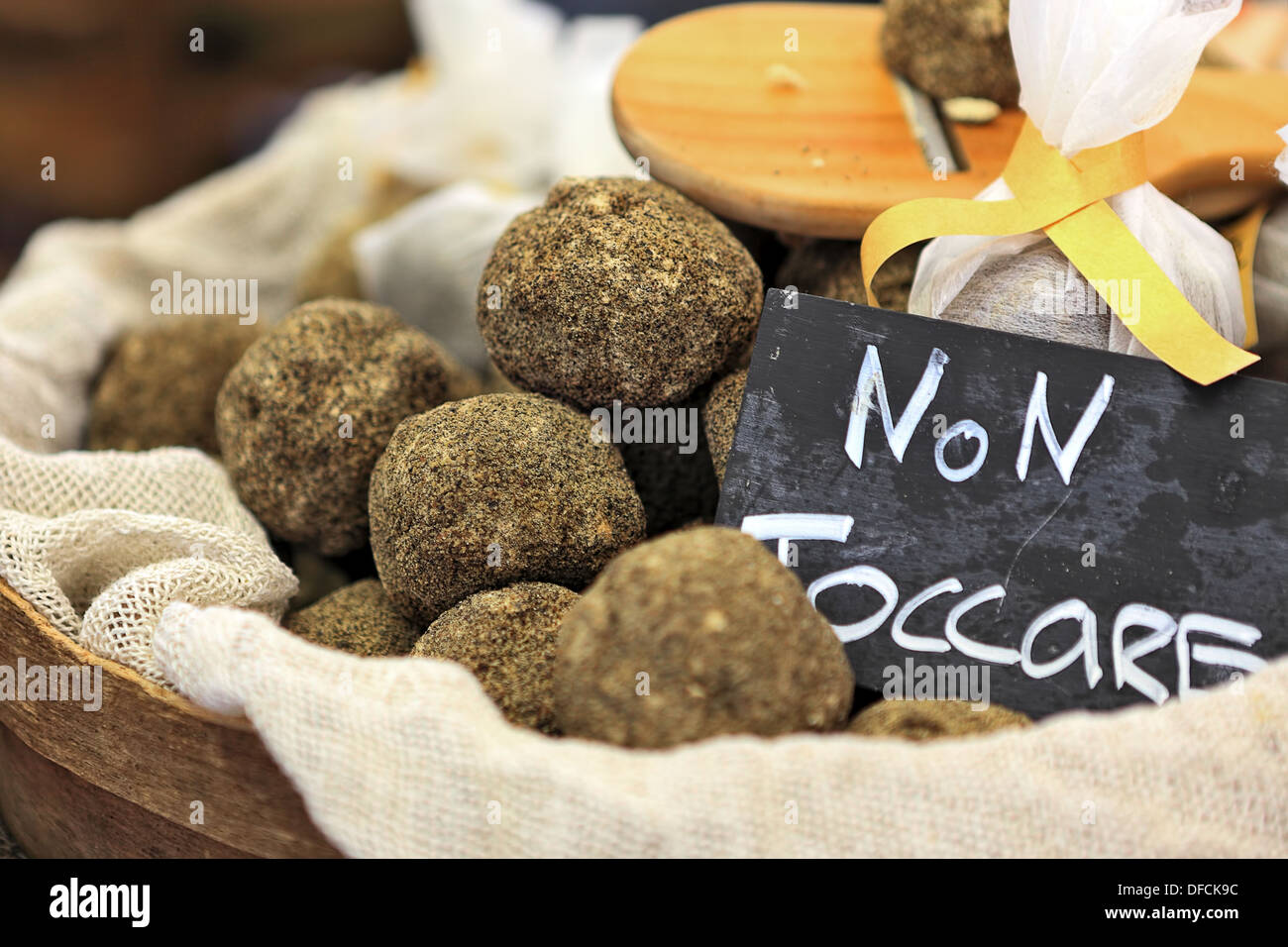 Small balls of Swiss hard cheese made from cow's milk on International Cheese Festival in Bra, Northern, Italy. Stock Photo