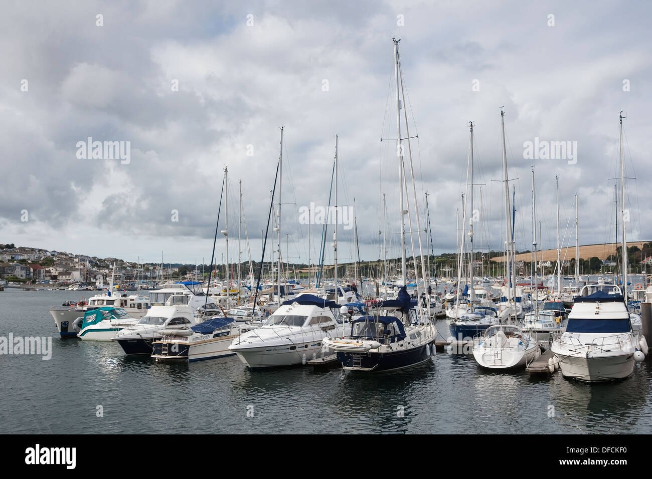 sailing boats and yachts in harbour Stock Photo