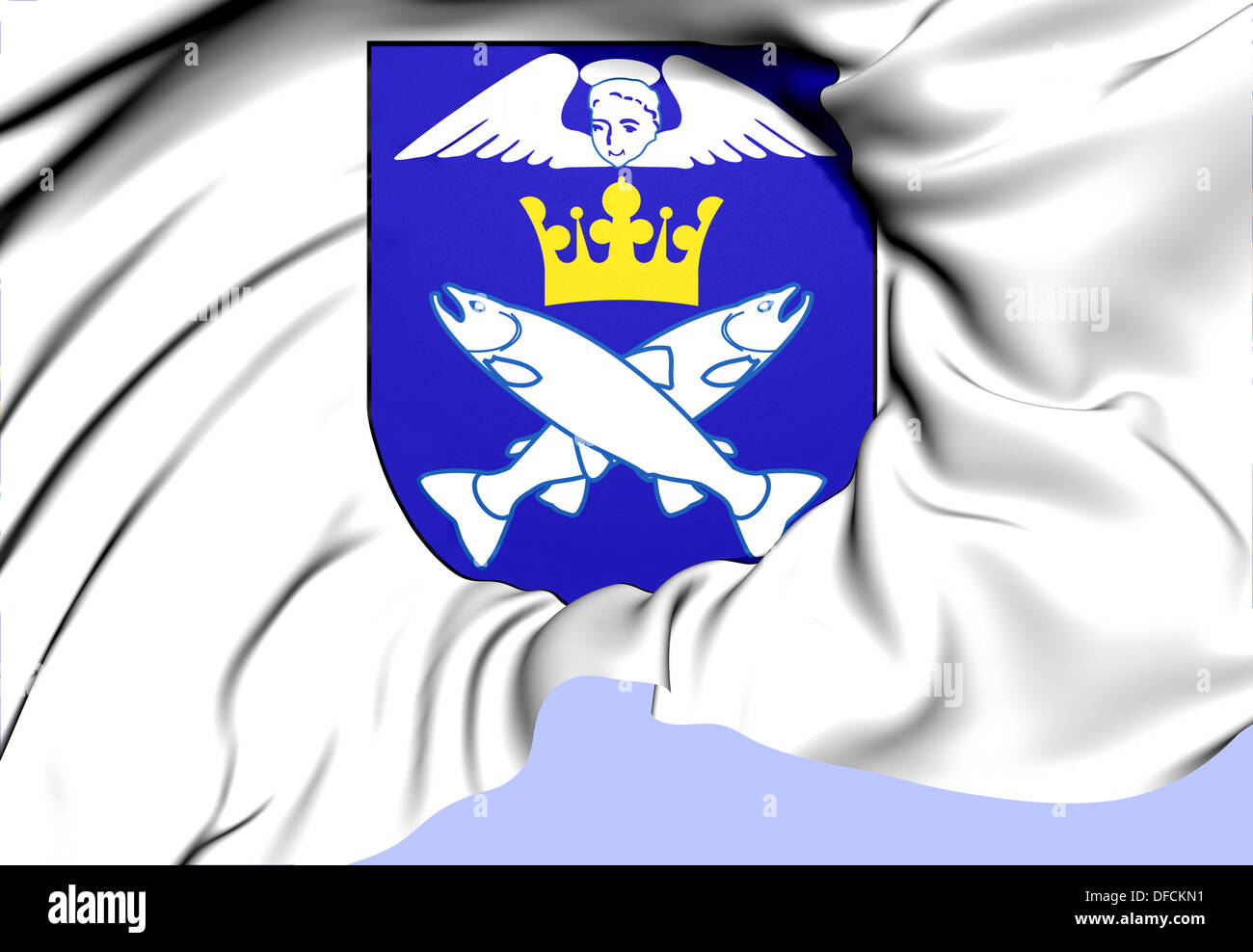 Angelholm Coat of Arms, Sweden. Close Up. Stock Photo