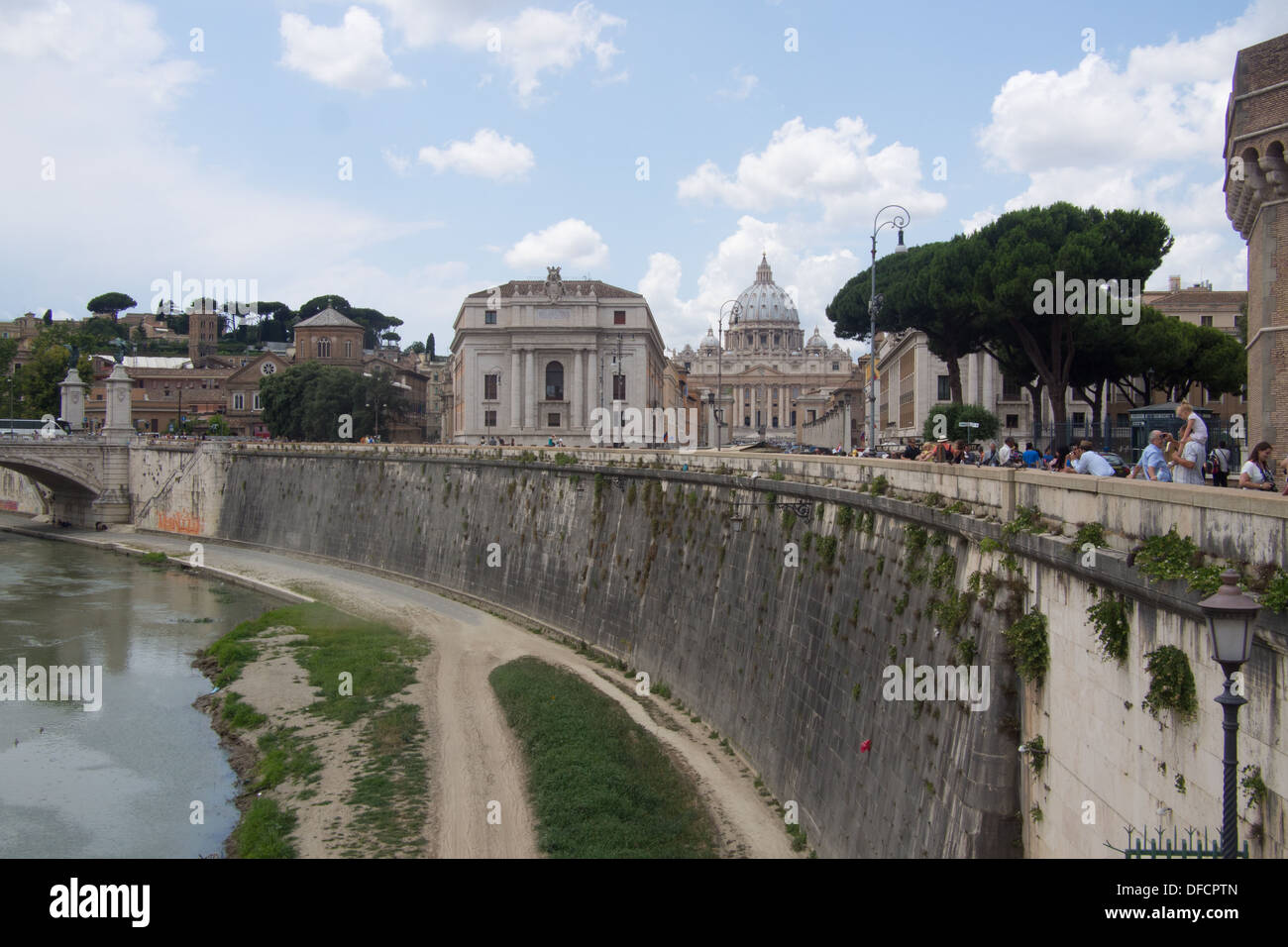 St Peters Basilica as viewed from the banks of the Tiber river, Rome, Lazio region, Italy Stock Photo