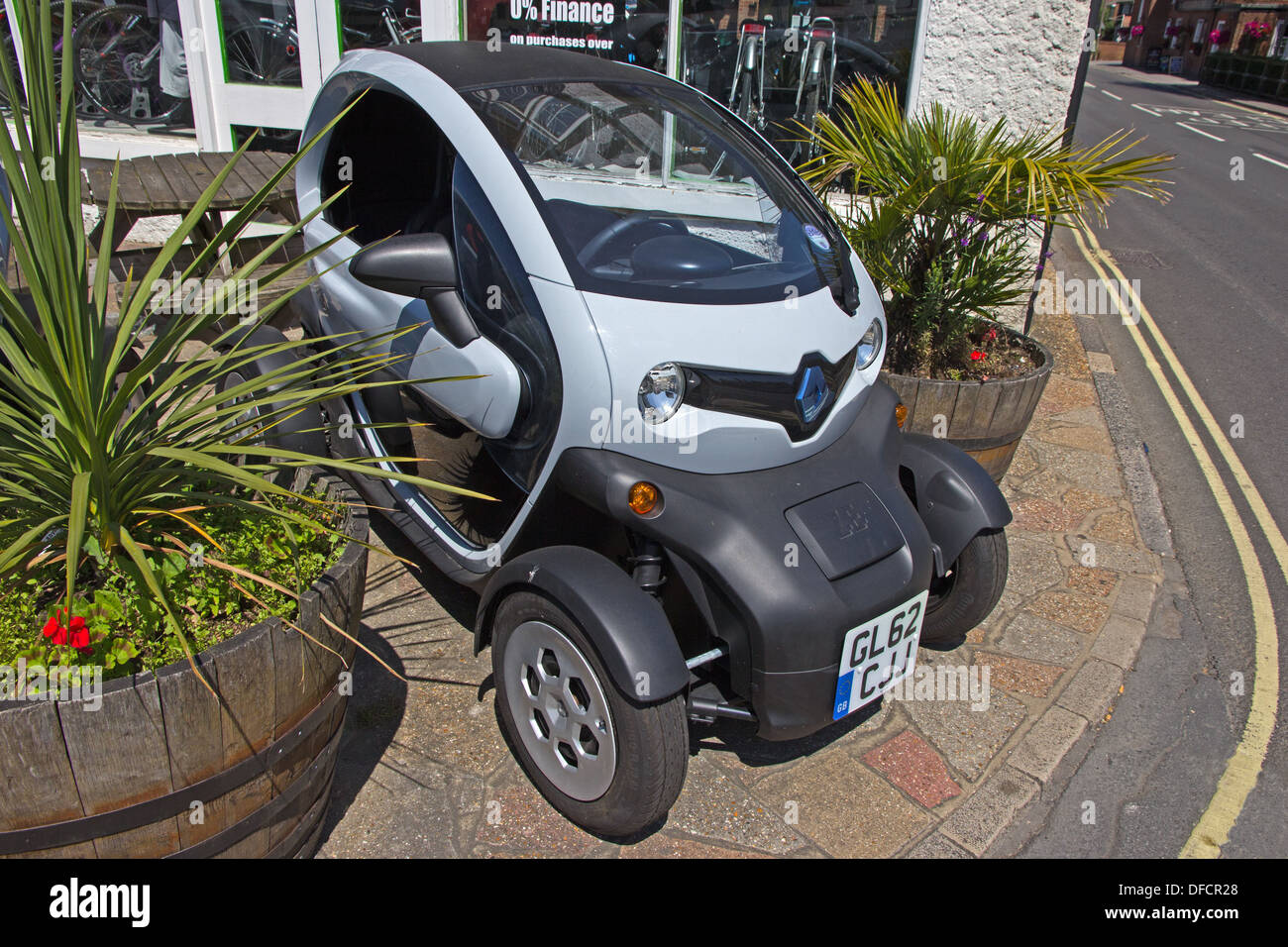 Renaul Twizy electric car for hire in New Forest town of Brockenhurst, Stock Photo