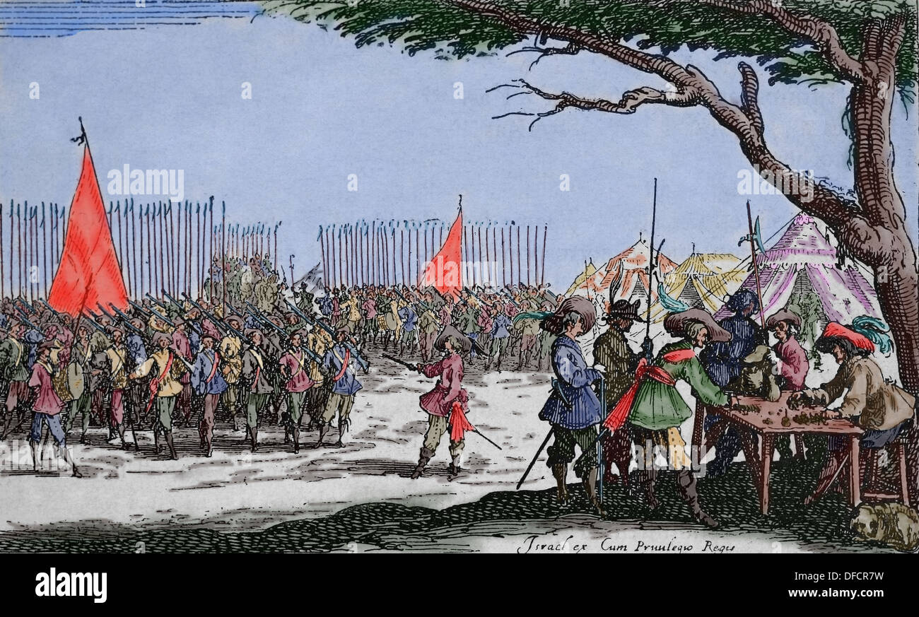 Enlistment of troops. Modern Age. History. Facsimile engraving of James Callot (15941634) "Les