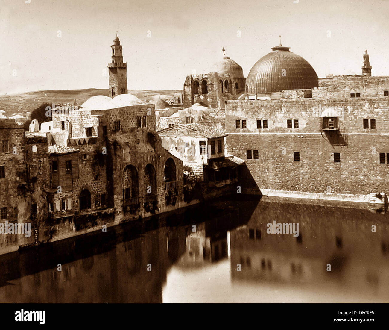 Jerusalem Pool of Hezekiah probably 1870s Stock Photo