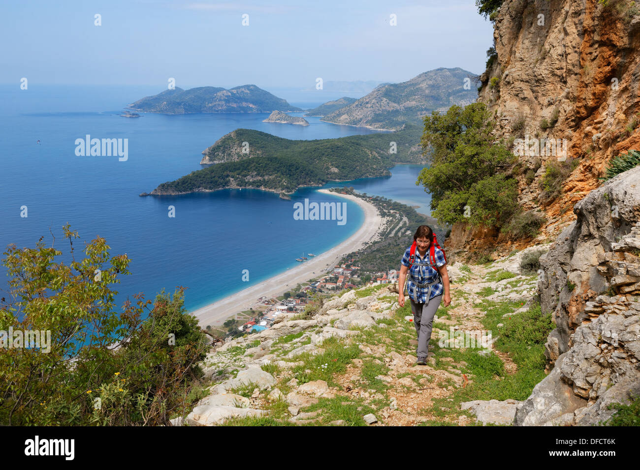 Turkey, Aegean, Woman hiking the  Lycian Way Stock Photo