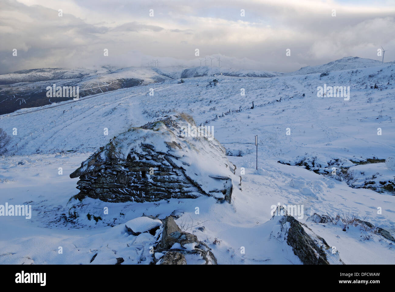 Winter landscape in Serra do Suido, Galicia, Spain Stock Photo
