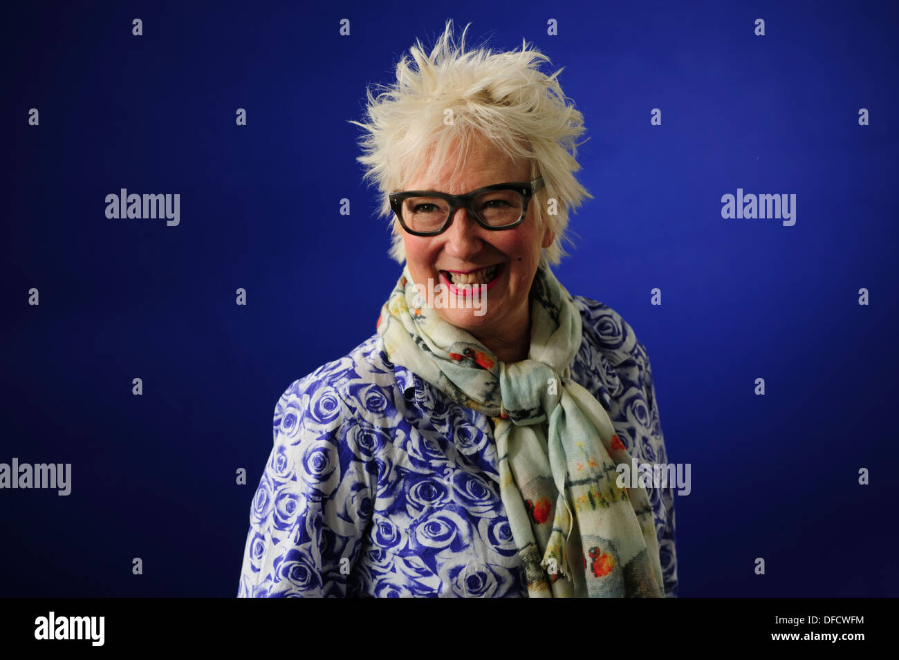 Jenny Eclair, English comedienne, novelist and actor, attending the Edinburgh International Book Festival 2013. Stock Photo