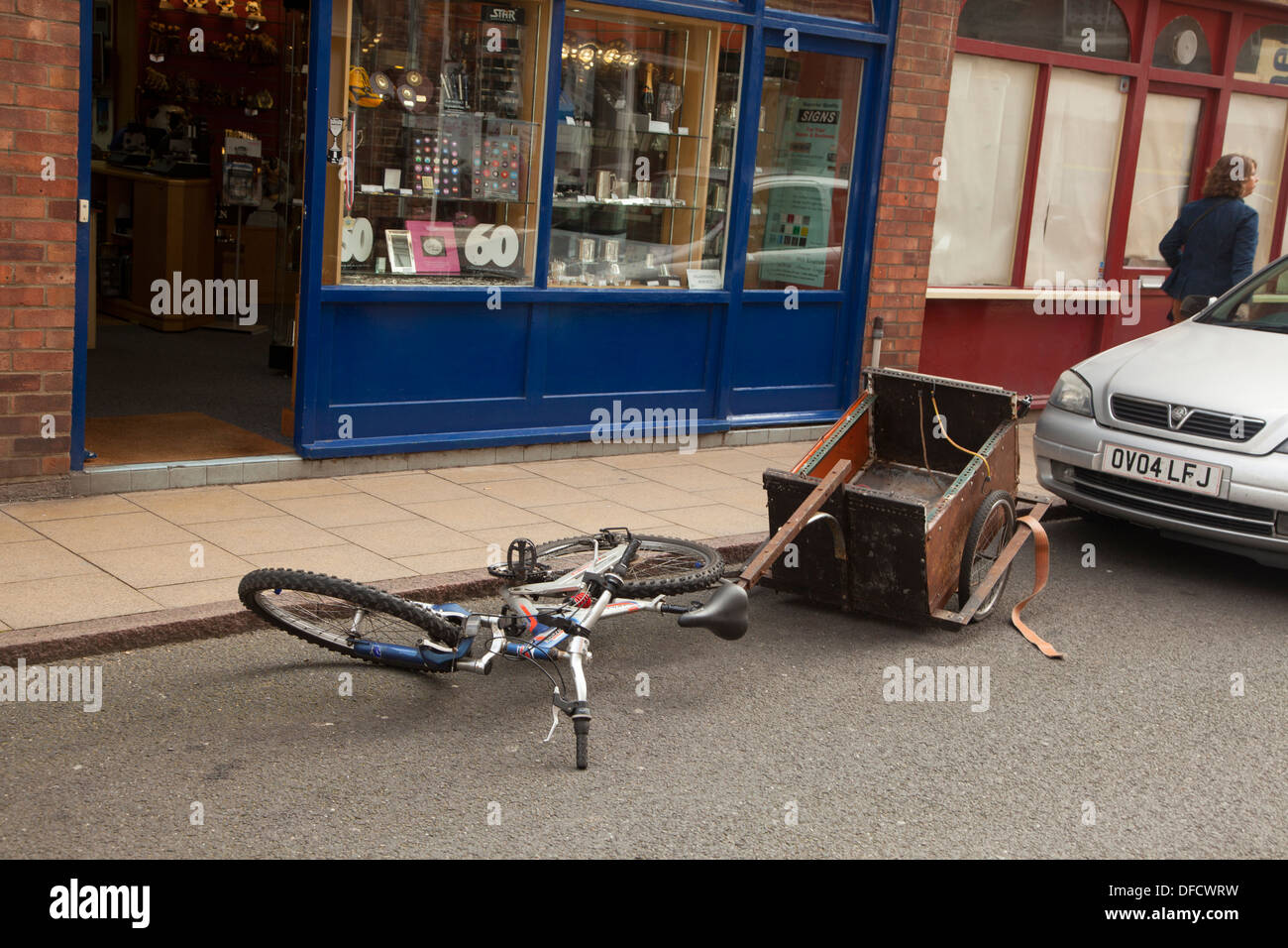 Bicycle and cart outside shop in Cromer Norfolk UK Stock Photo Alamy
