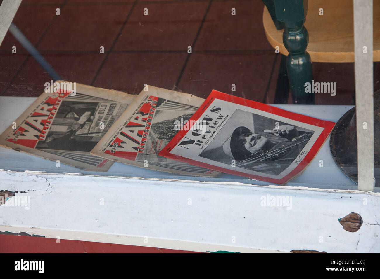 Shop window exhibit during Sheringham 1940's weekend festival Stock Photo