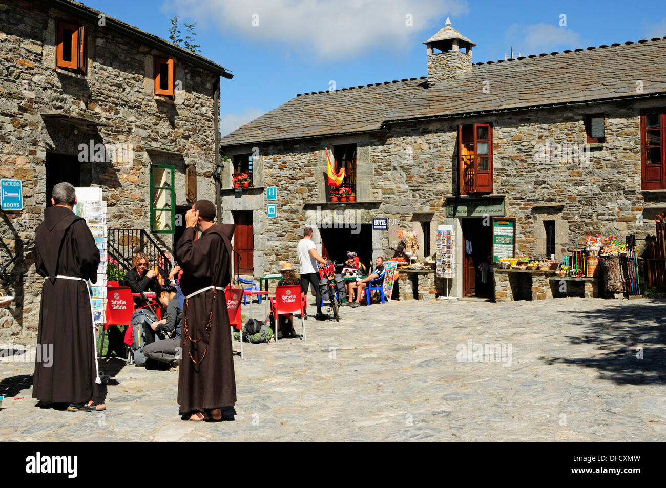 Village of O Cebreiro, pilgrim´s entrance to Galicia in the Saint Jame´s way. Stock Photo