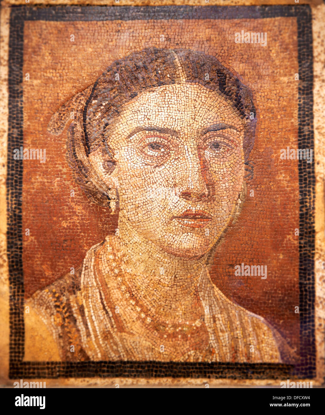 Roman Mosaic portrait of a women from Pompei Archaeological Site. Naples Archaeological Museum inv 124666 Stock Photo