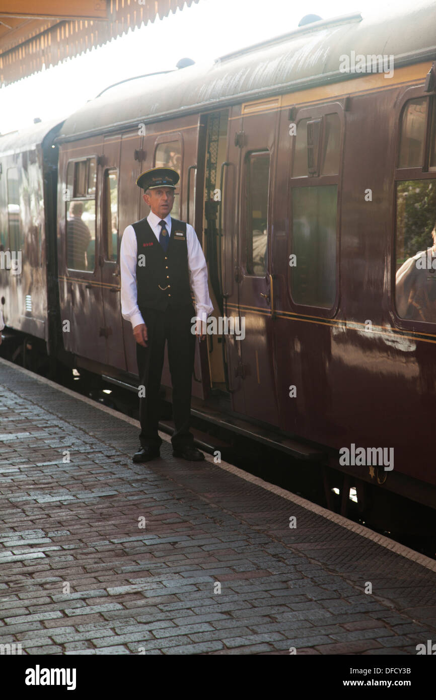Station Master at Sheringham Railway Station Norfolk Stock Photo