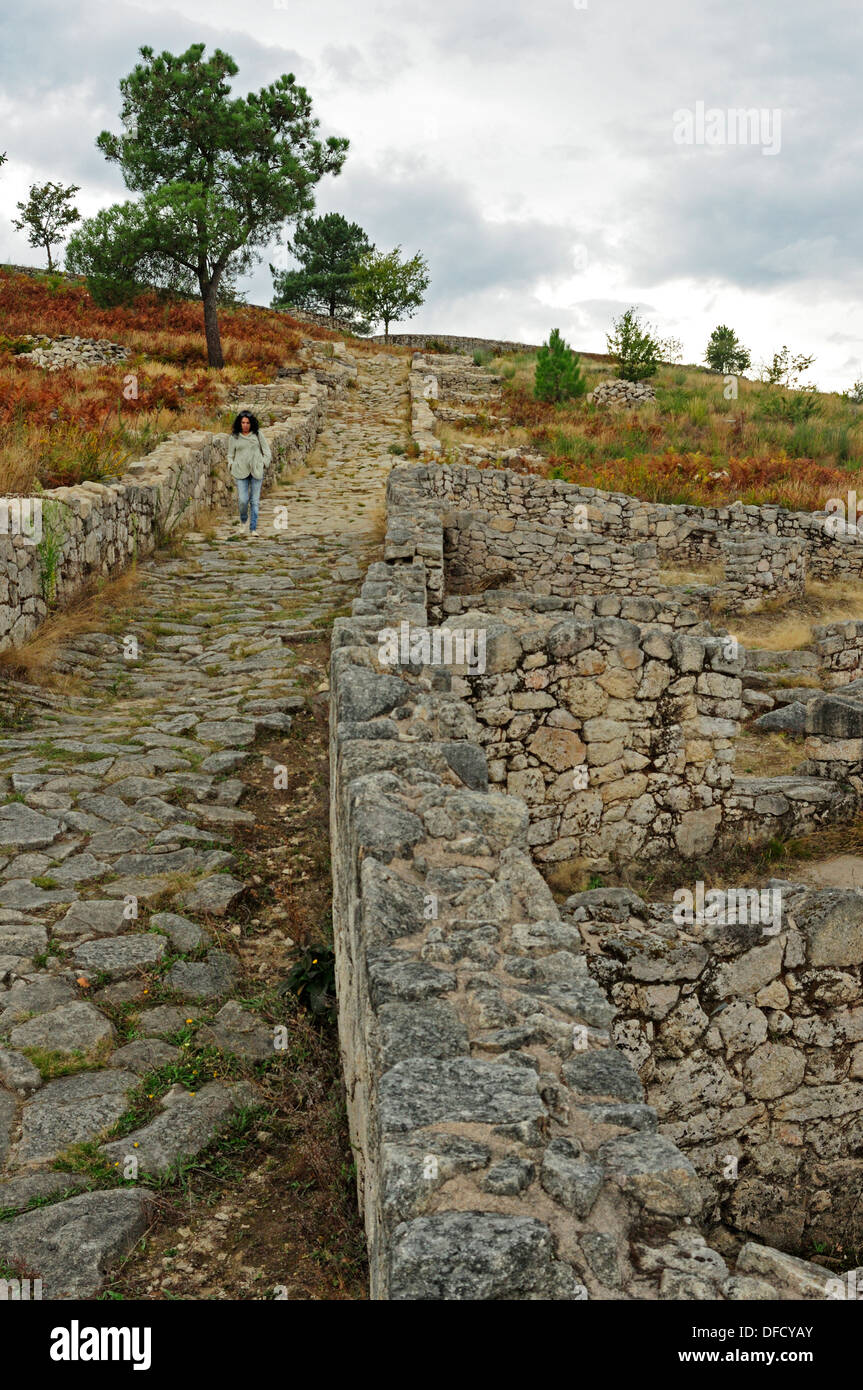 Ruins of the human settlement of Lambrica, the original name of the Castro de San Cibrao de Las. Ourense, Galicia, Spain. Stock Photo