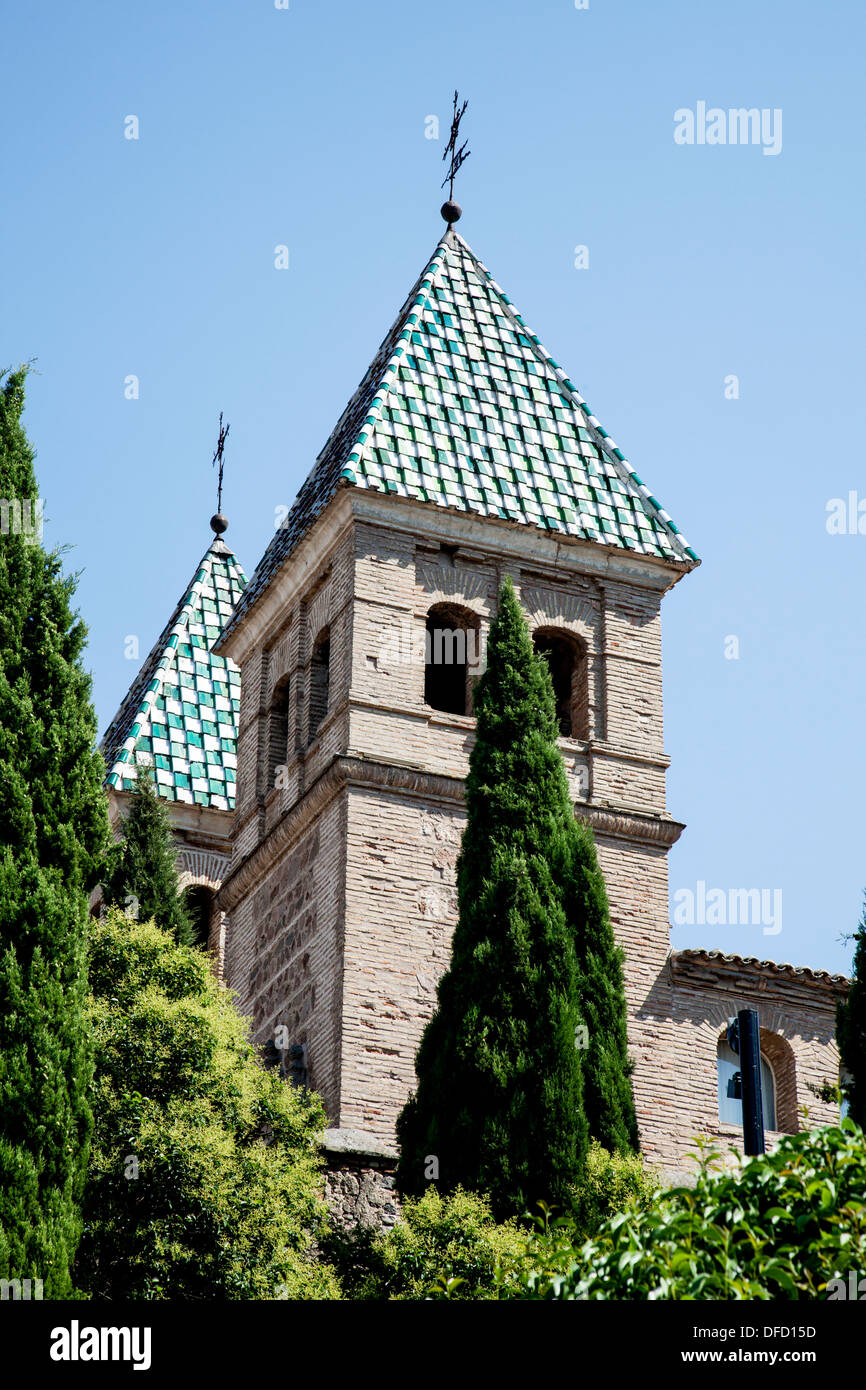 Towers at the Puerta Vieja de Bisagra, Toledo, Castile-La Mancha, ( Puerta Nueva de Bisagra ), Toledo Spain Stock Photo