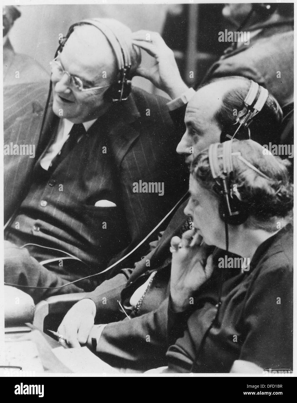 Eleanor Roosevelt, Adlai Stevenson, and John Foster Dulles at United Nations in New York City 196502 Stock Photo