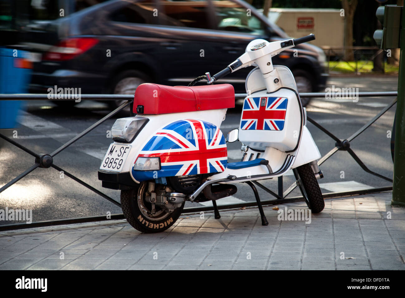 Vespa Scooter with Union Jacks Stock Photo Alamy