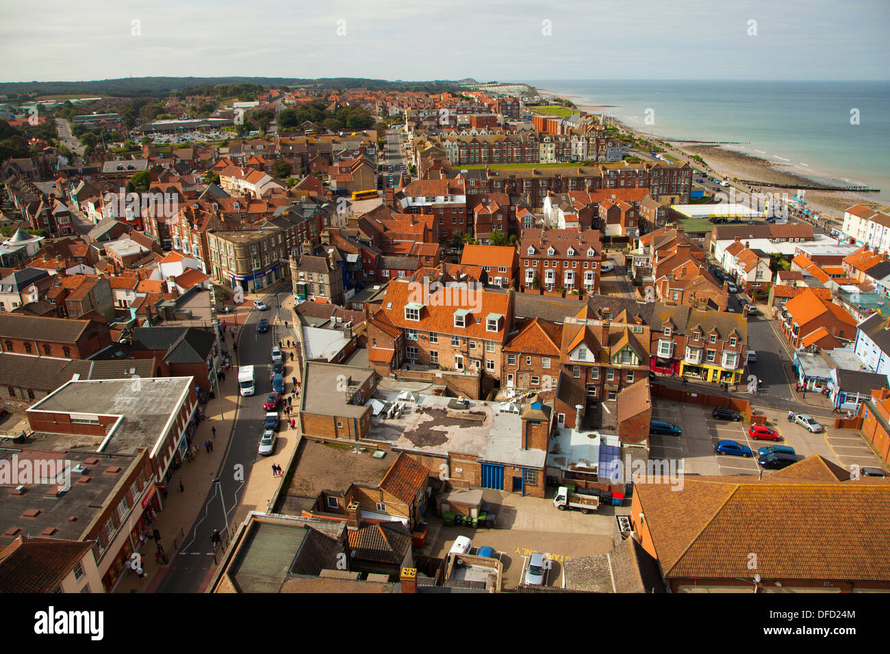 View from the top of Cromer Parish Church looking west Stock Photo