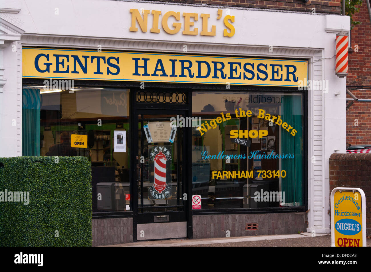Exterior Of A Mens Hairdressers Barbers UK Stock Photo
