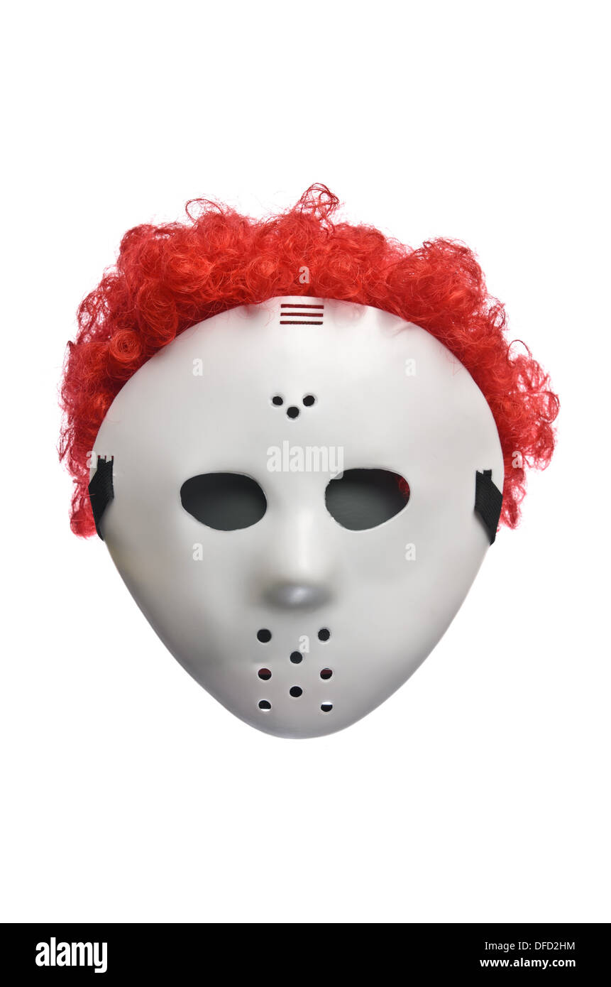 Scary Halloween Hockey Mask with Red Hair Stock Photo 61138384 Alamy