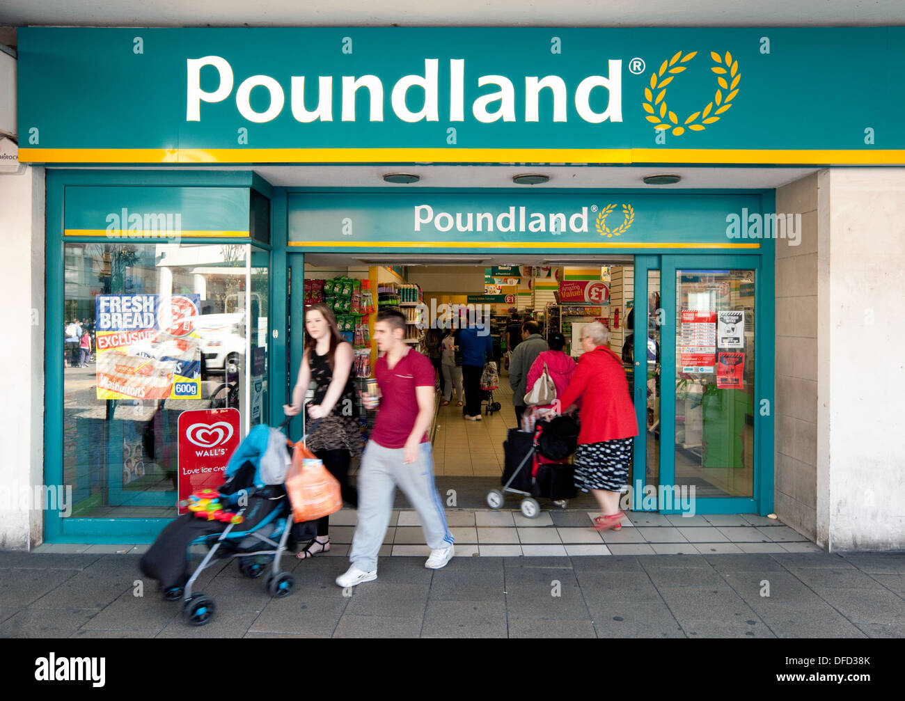 Poundland discount store, exterior view, Norwich, Norfolk England UK Stock Photo