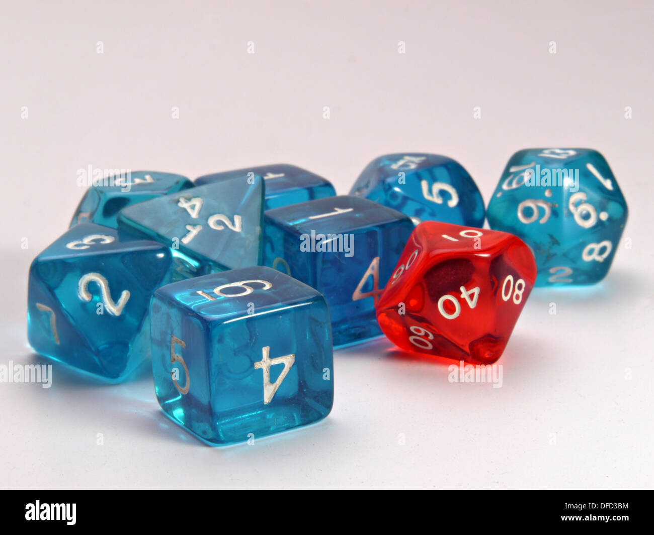 A old used set of dice used in role playing games. Stock Photo