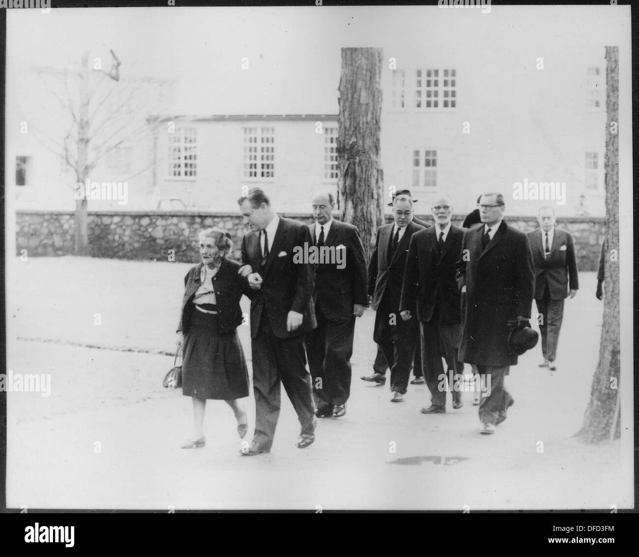 Eleanor Roosevelt Funeral, Laura Delano, Nelson Rockefeller, Adlai Stevenson, Ralph Bunche, and Robt Wagner in Hyde Park 195521 Stock Photo