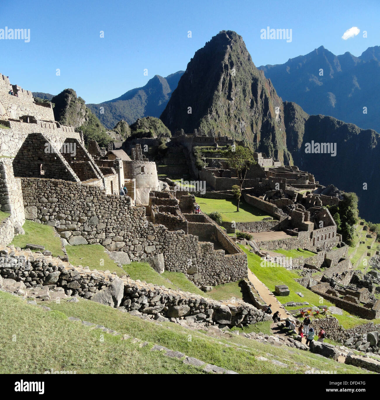 Inca Stone terracing at the Machu Picchu archaeological site. Cuzco ...