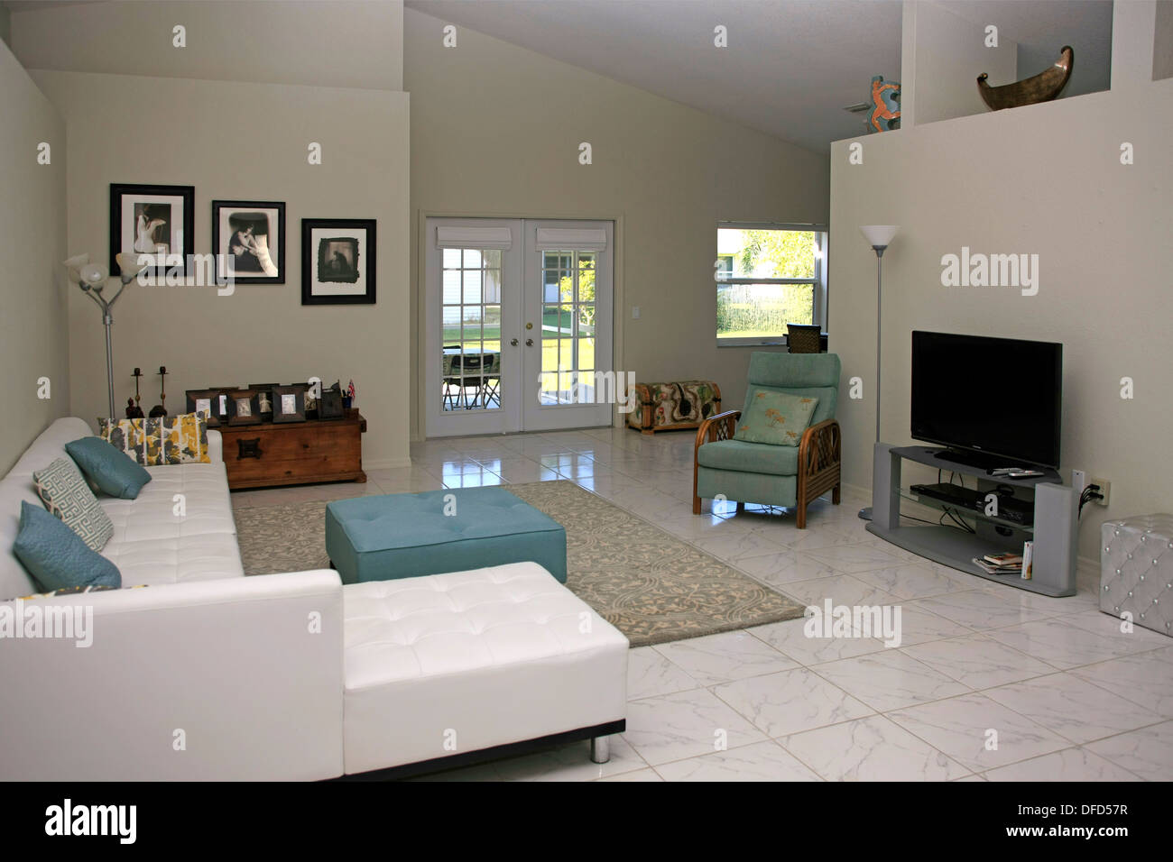 Florida Cathedral Ceiling Residential Home Stock Photo