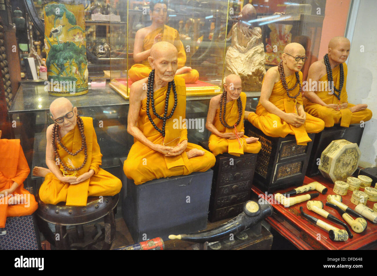 Bangkok (Thailand) Buddhist monks statues sold at the Patpong Night