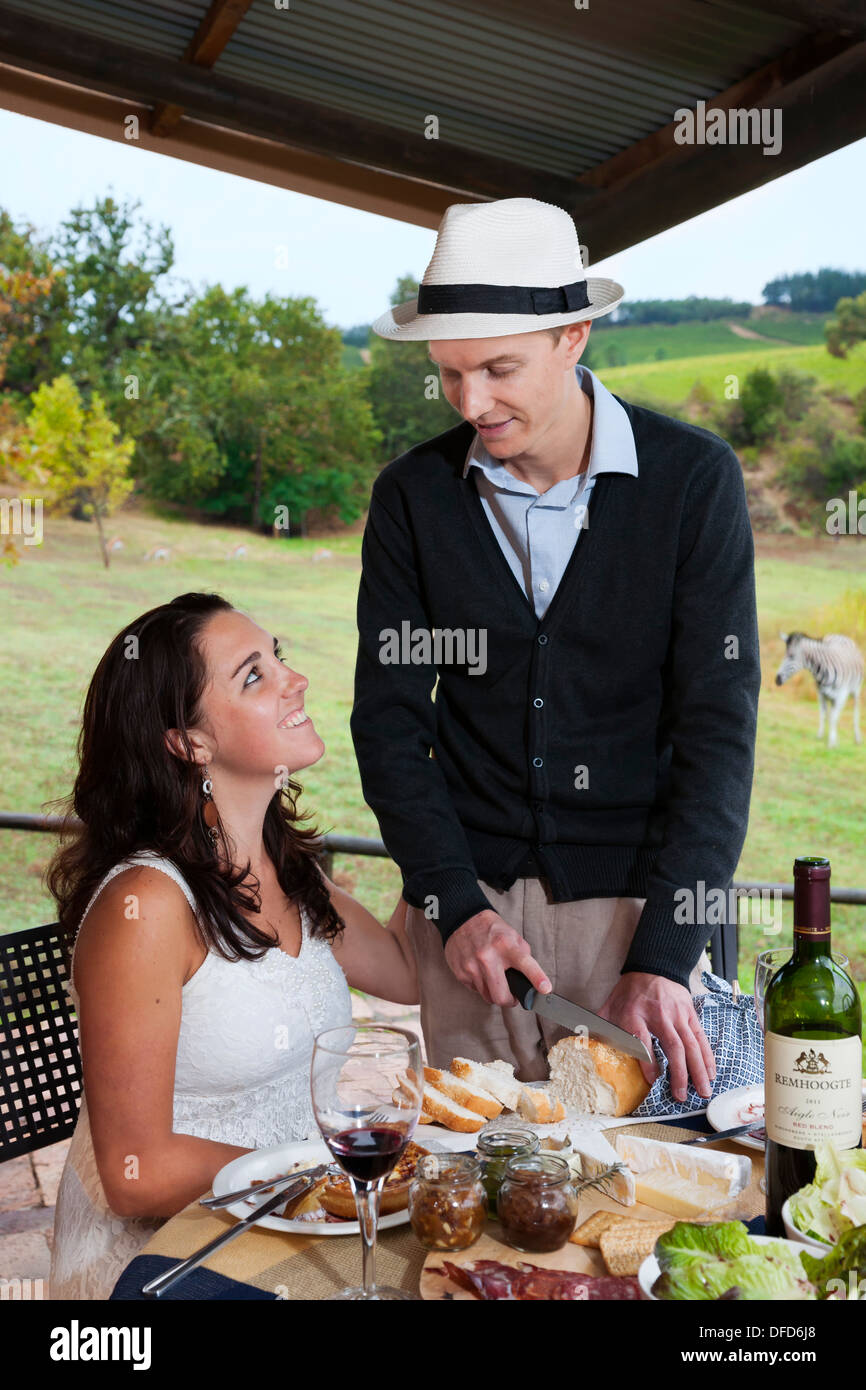 Romantic couple flirting outdoors hi-res stock photography and images ...