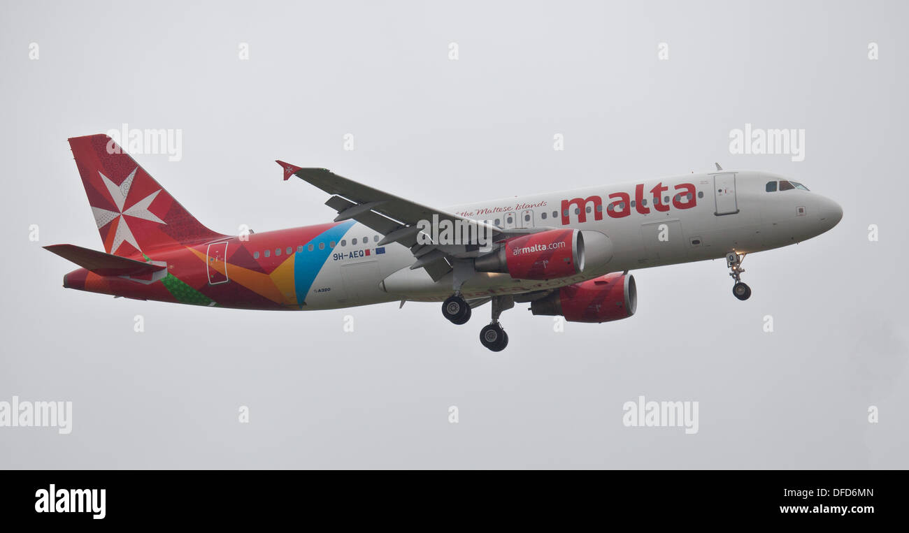 Air Malta Airbus a320 9HAEQ coming into land at LondonHeathrow