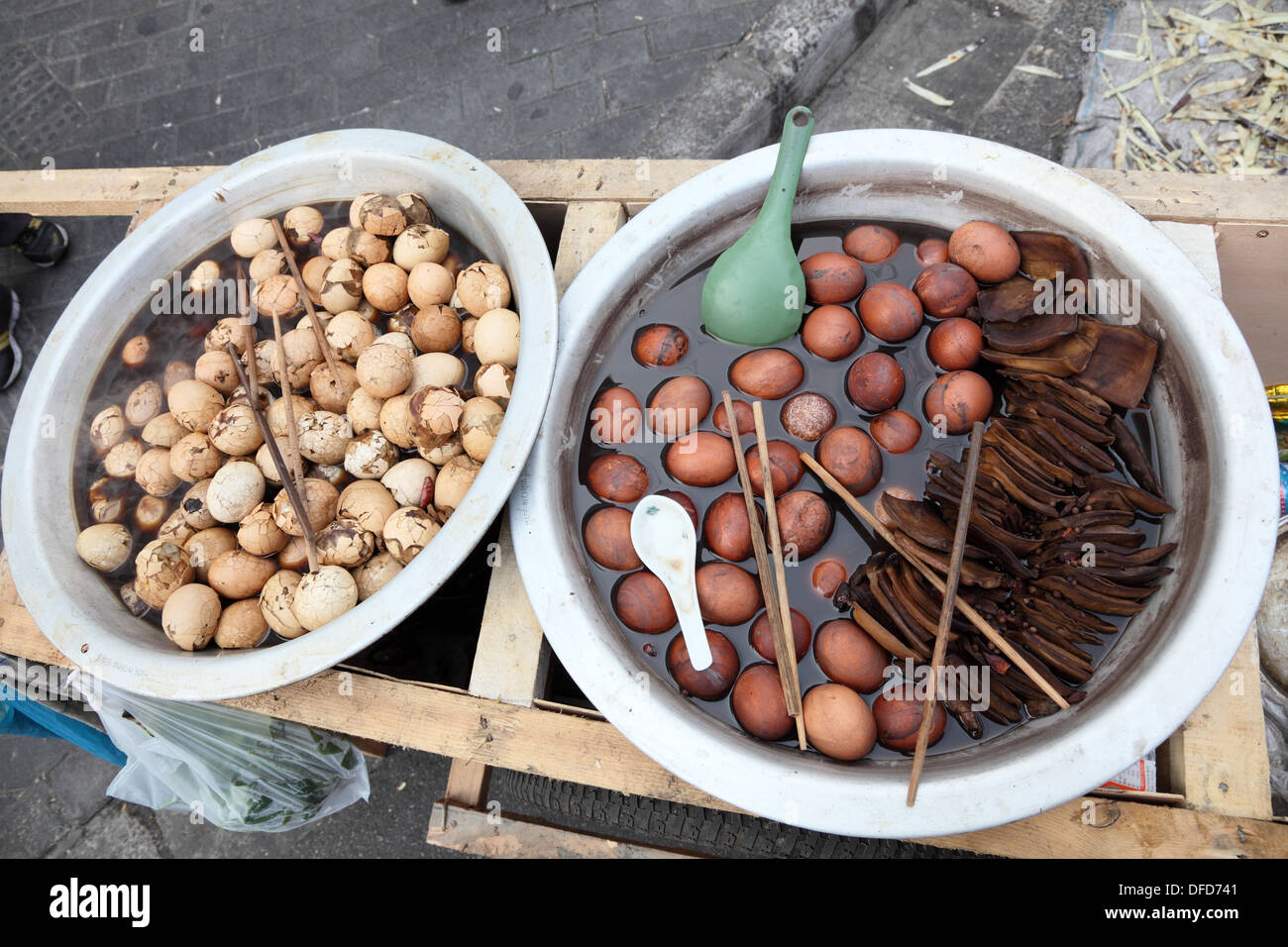 Century eggs for sale in the street of Shanghai, China Stock Photo Alamy