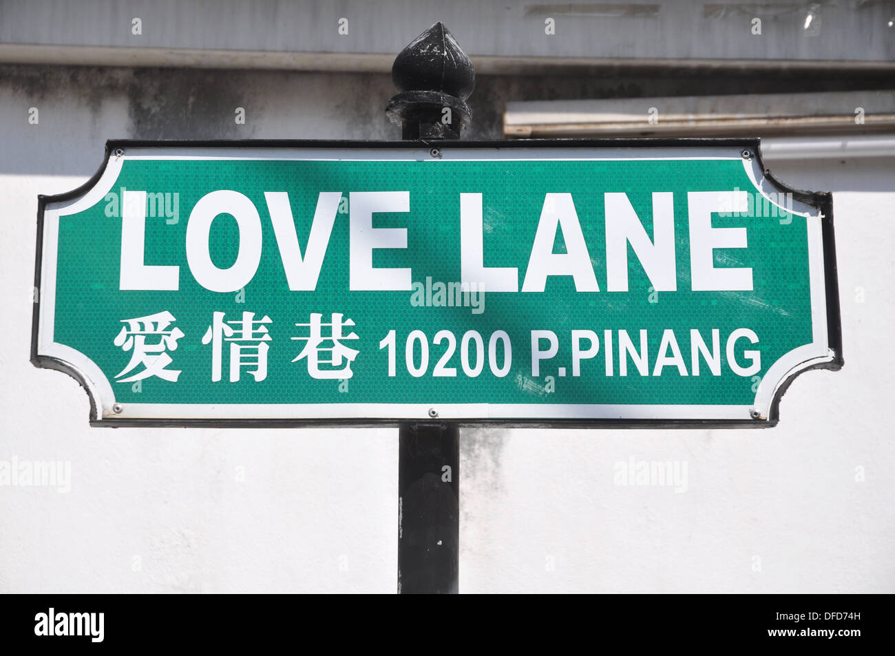 Town, Penang (Malaysia) ´Love Lane´s sign, a little street by