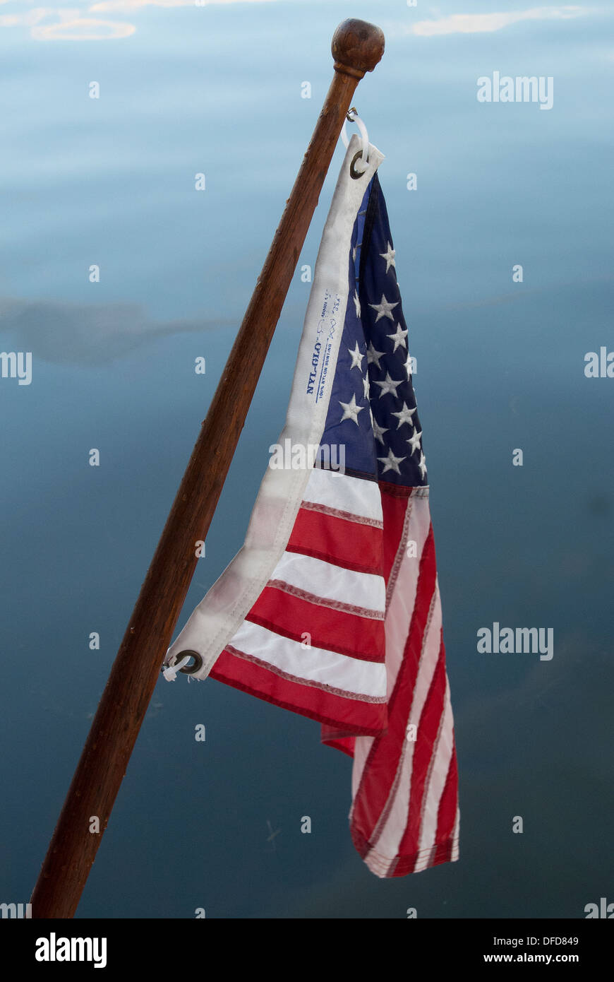 American flag on boat. Stock Photo