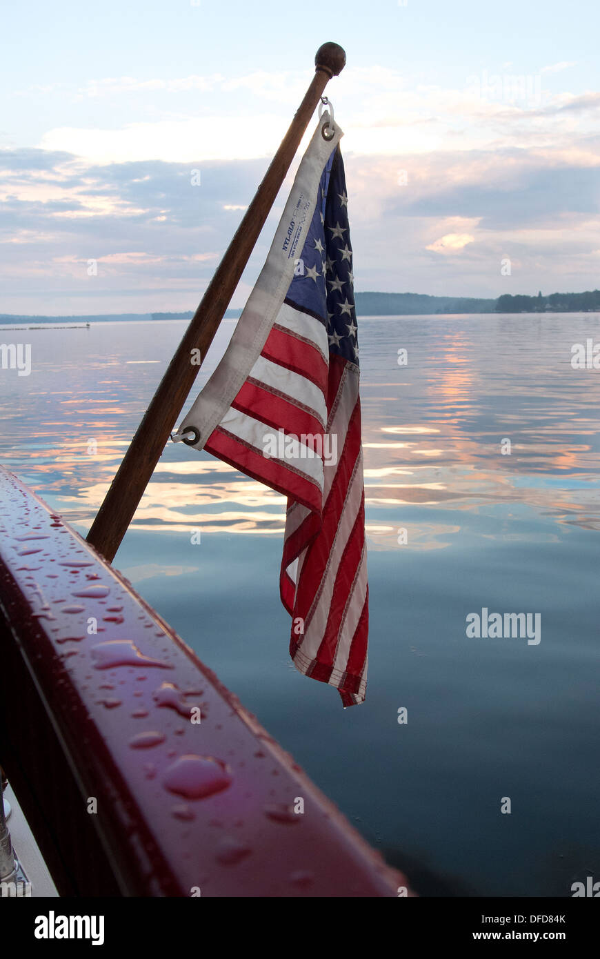 American flag on boat. Stock Photo
