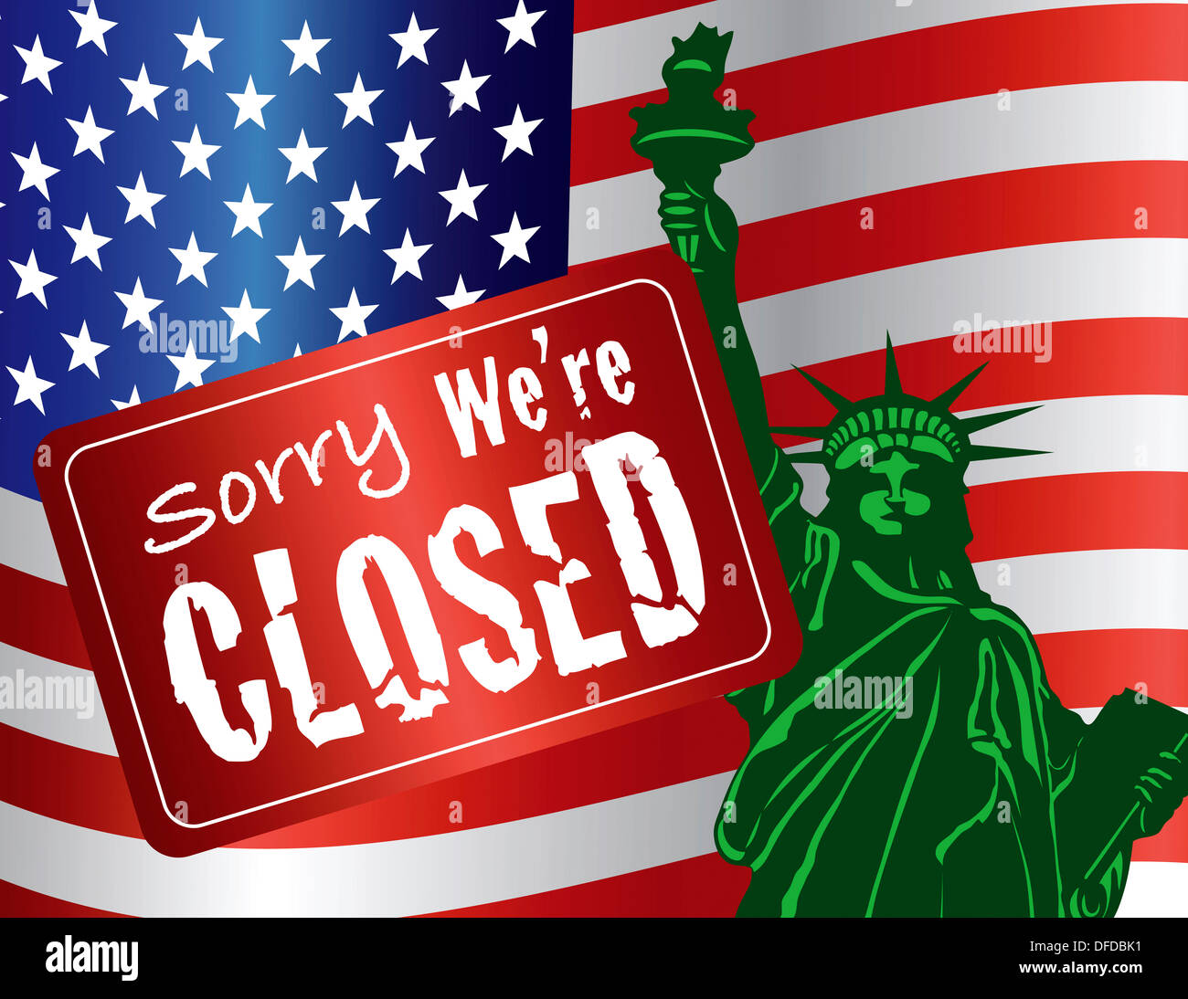 Government Shutdown Sorry We Are Closed Sign With Statue Of Liberty ...