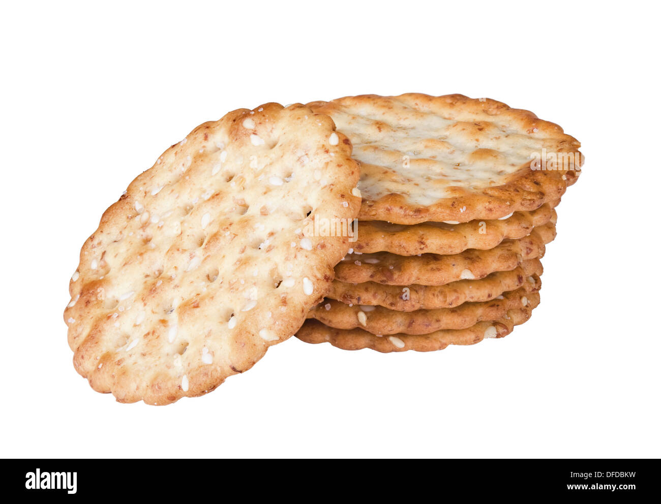 some wheat sesame crackers isolated on white background Stock Photo Alamy