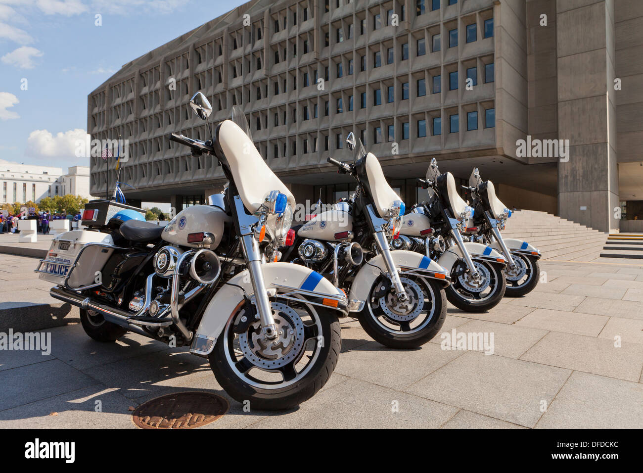 Parked US Homeland Security police motorcycles Washington, DC USA