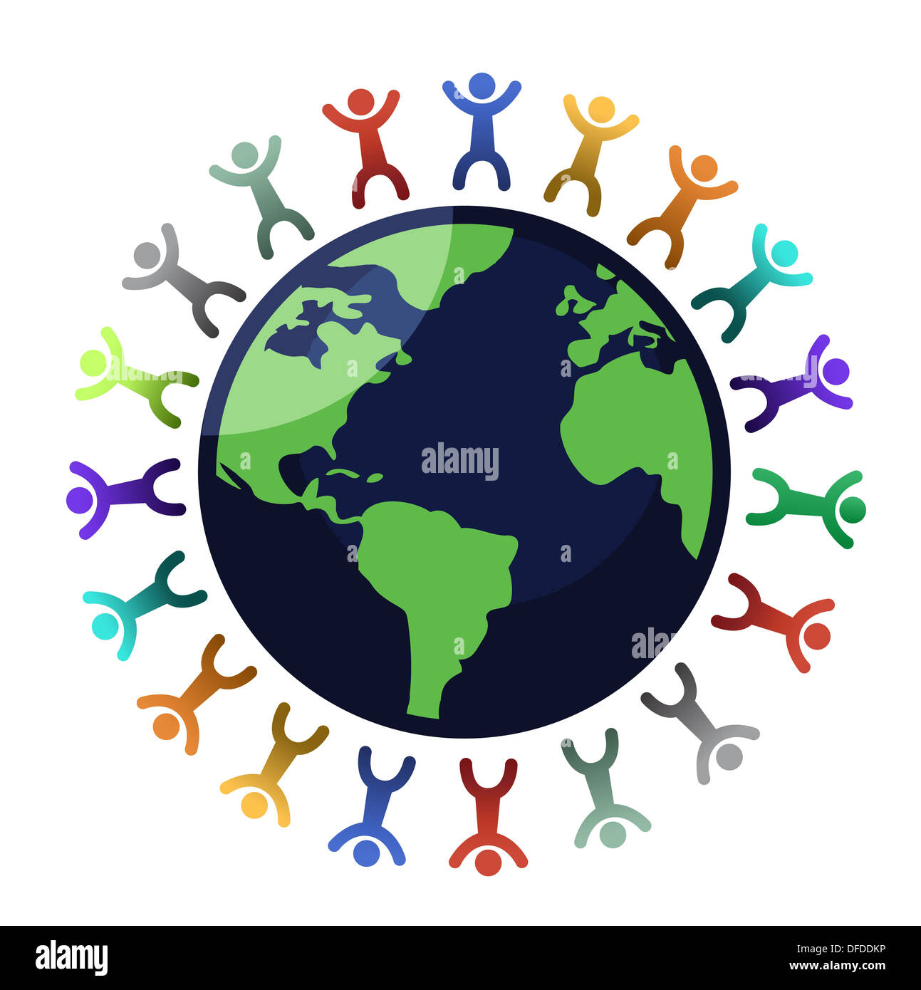 Multi-cultural children holding hands surrounding the globe Stock Photo ...