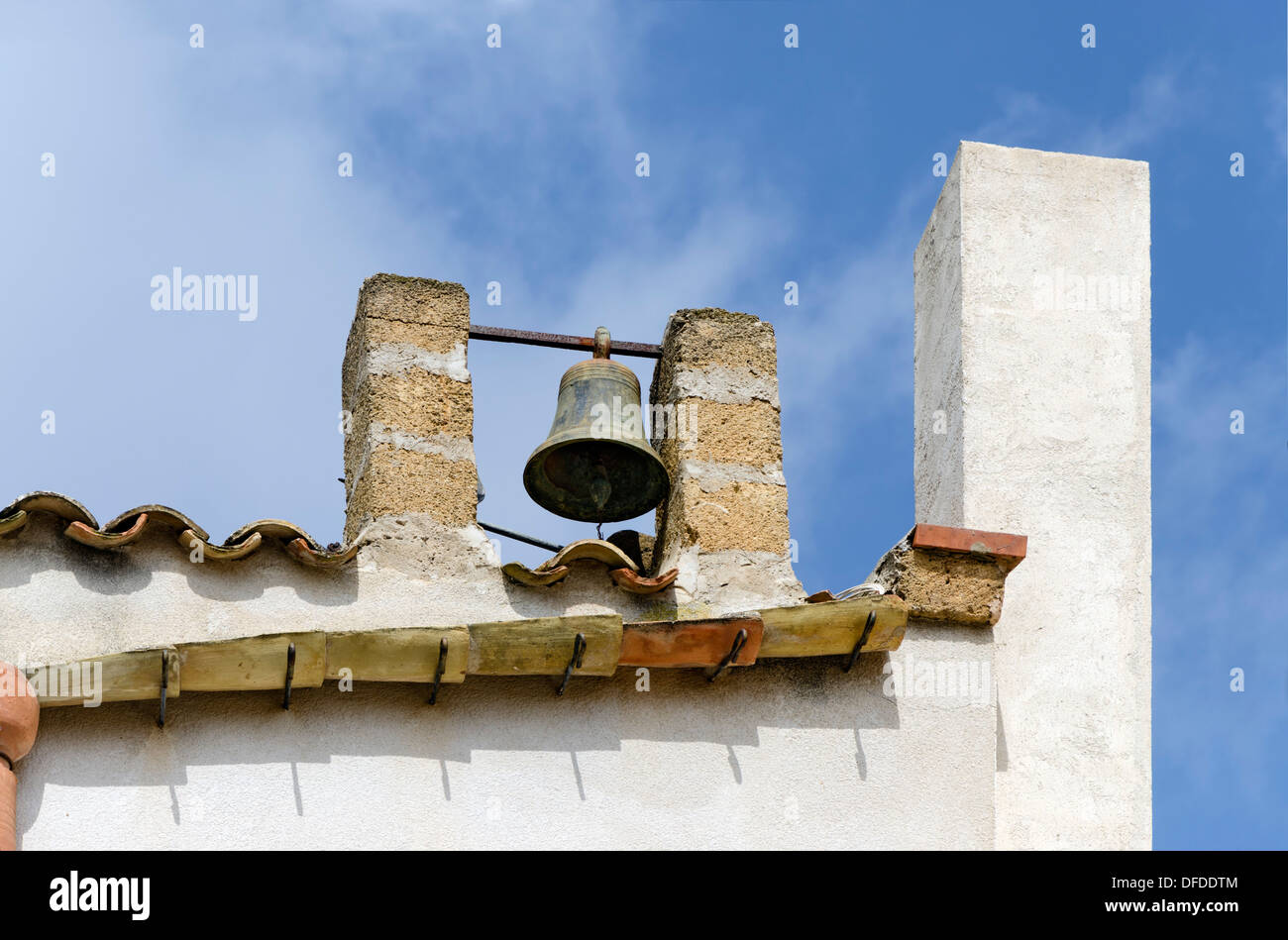 A Farmhouse With A Old Bell in Sicily Stock Photo